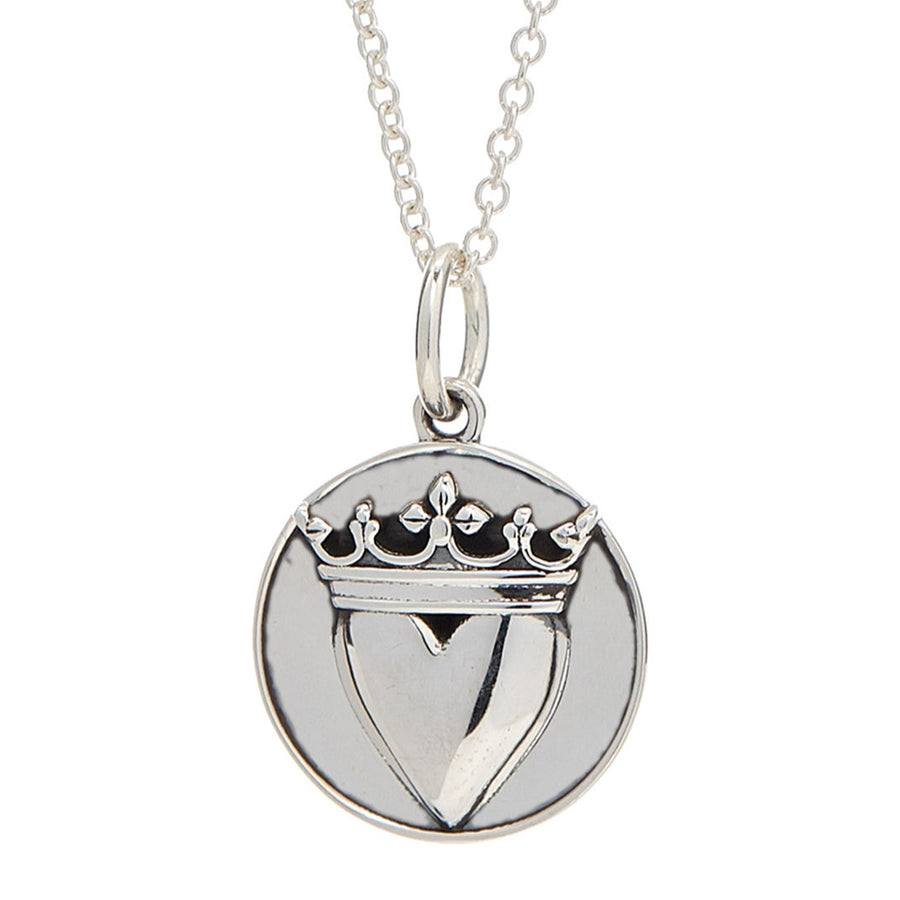 STERLING SILVER CROWNED HEART PENDANT