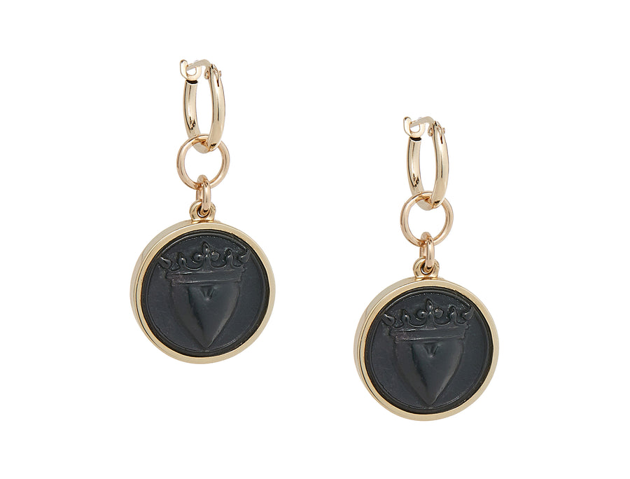 Crowned Heart Intaglio Hoops