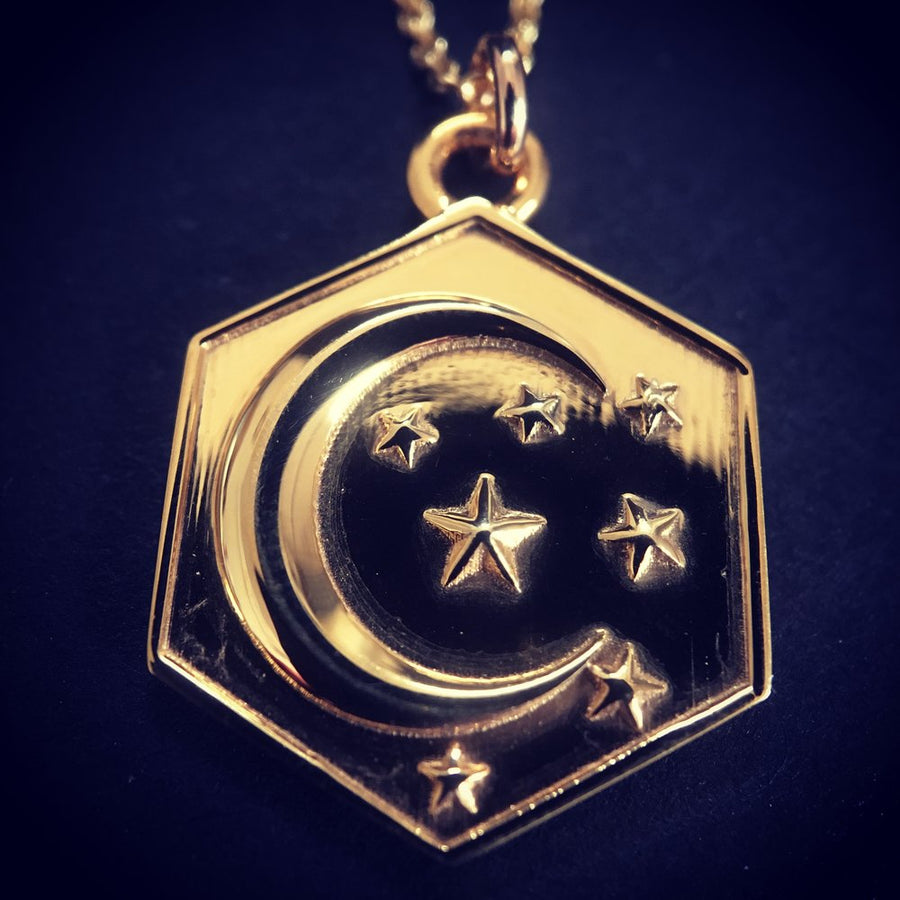 MOON & STARS HEXAGON PENDANT