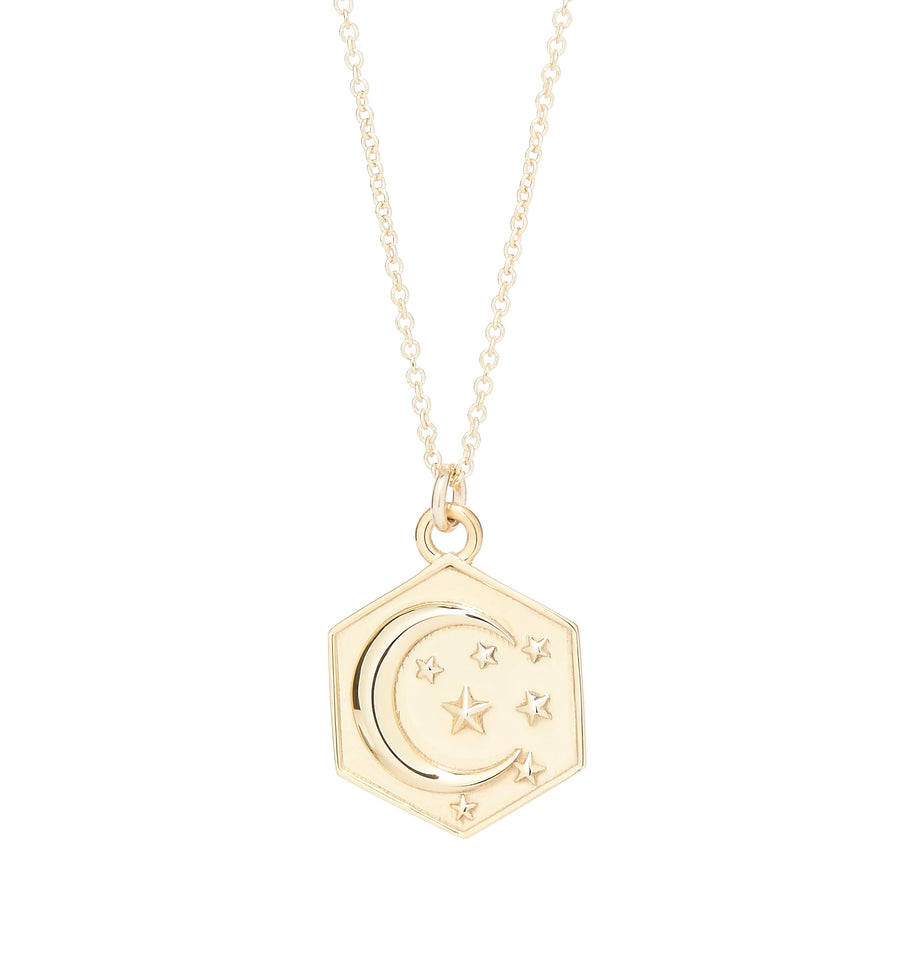 MOON & STARS HEXAGON PENDANT