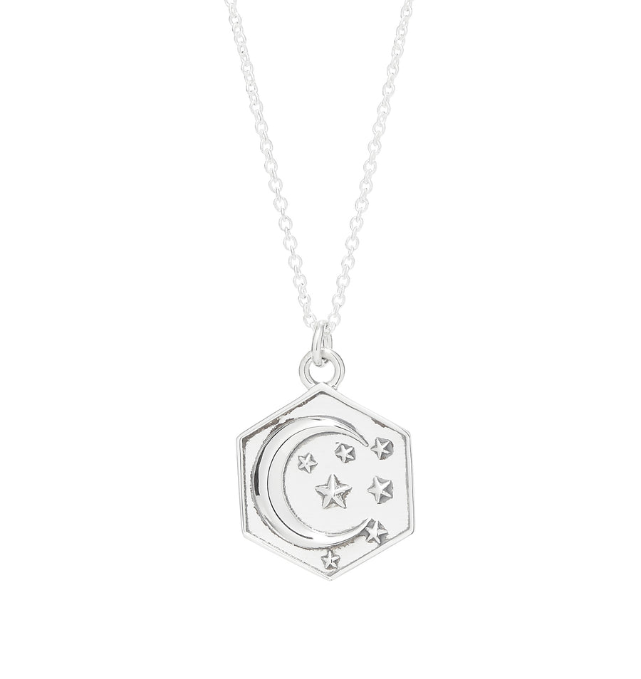 MOON & STARS HEXAGON PENDANT